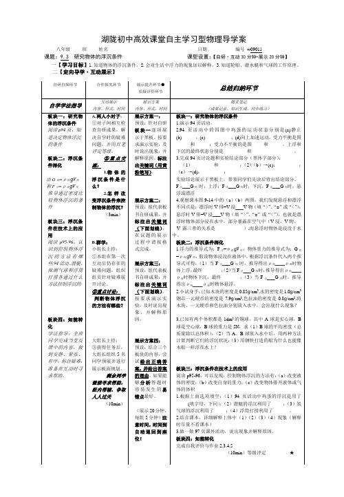9.3.1研究物体的浮沉条件
