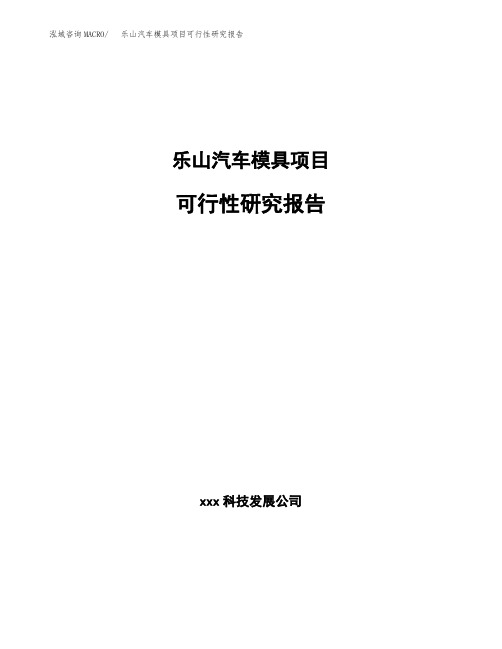 乐山汽车模具项目可行性研究报告