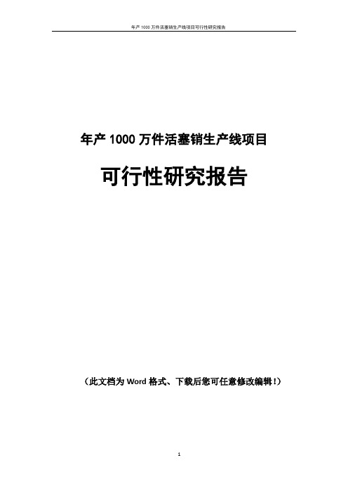 活塞销生产线项目可行性研究报告