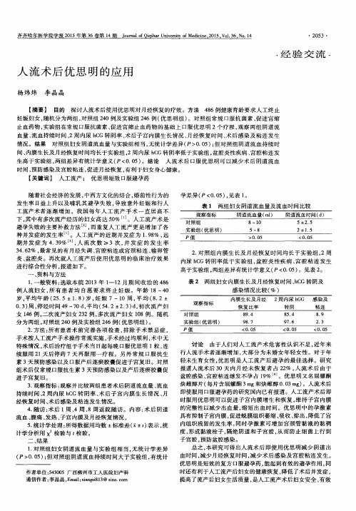 人流术后优思明的应用