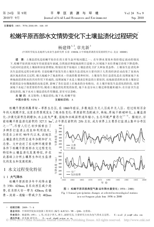 松嫩平原西部水文情势变化下土壤盐渍化过程研究
