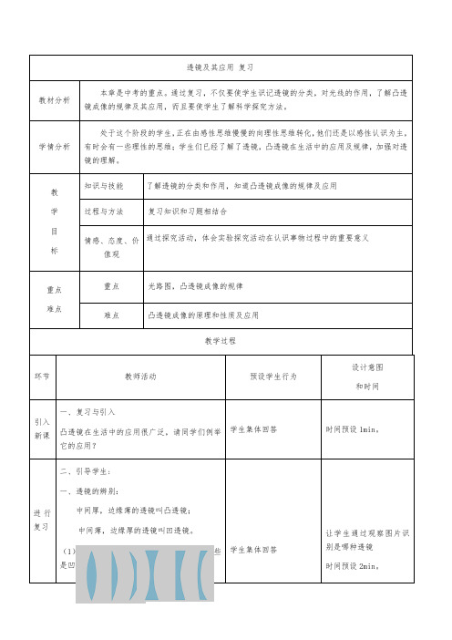 人教版八年级物理上册第五章透镜及其应用 复习