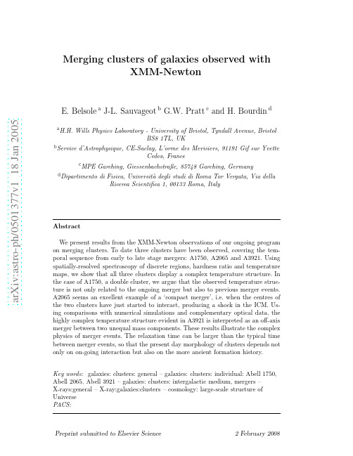 Merging clusters of galaxies observed with XMM-Newton