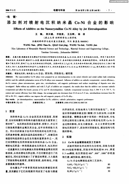 添加剂对喷射电沉积纳米晶Co-Ni合金的影响
