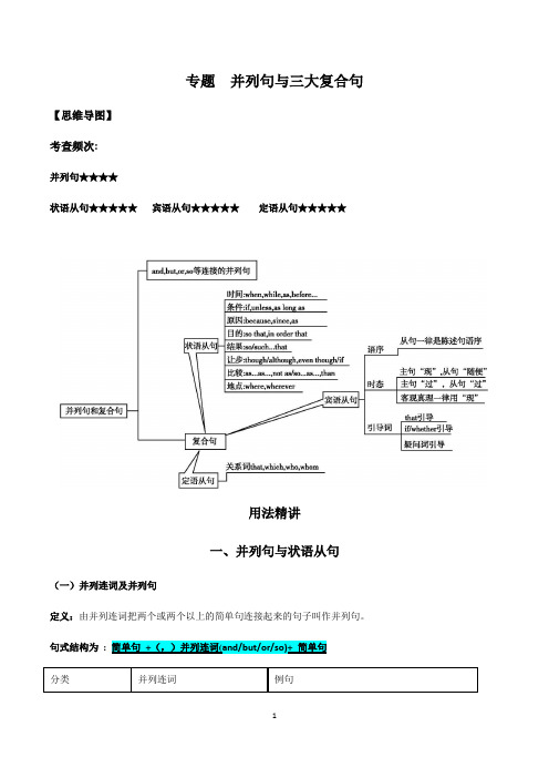 中考英语专题并列句与复合从句知识梳理