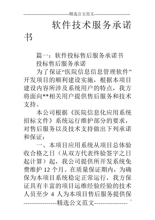 软件技术服务承诺书