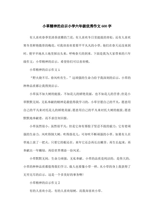 小草精神的启示小学六年级优秀作文600字