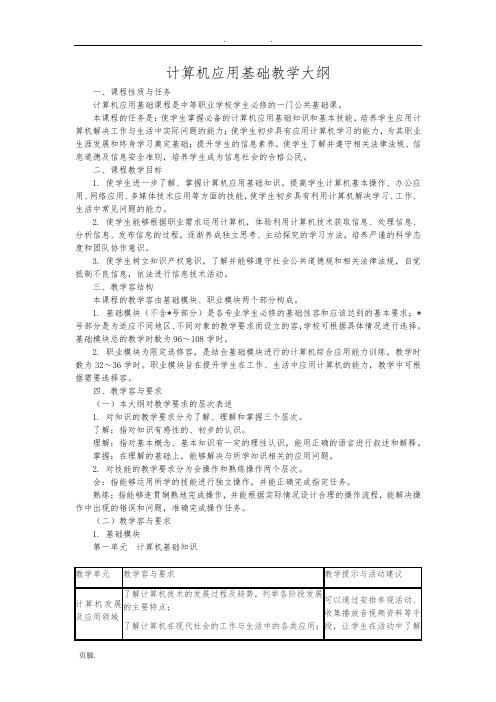 计算机应用基础-教学大纲