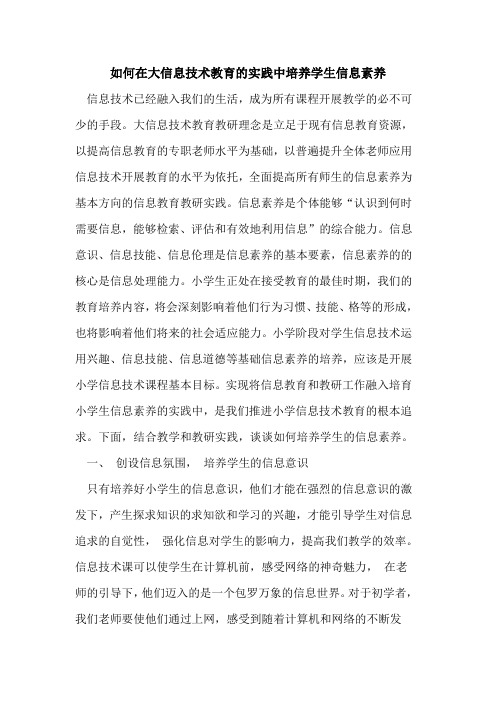 如何在大信息技术教育的实践中培养学生信息素养