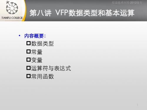 第八讲(上) VFP数据类型和基本运算