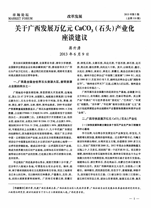 关于广西发展万亿元CaCO3(石头)产业化座谈建议