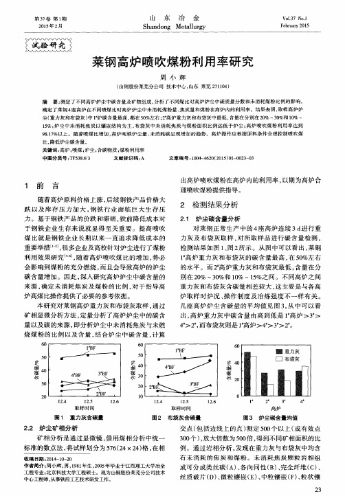 莱钢高炉喷吹煤粉利用率研究