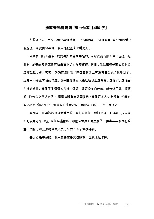 提篮春光看妈妈 初中作文【450字】