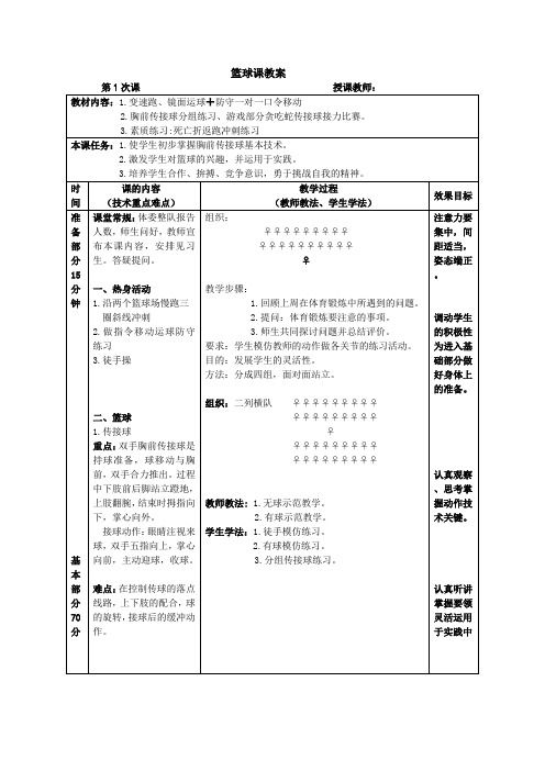篮球行进间急停急起运球教案