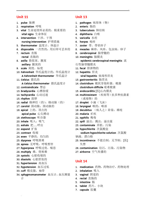 护理专业英语词汇