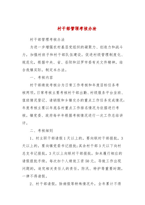 村干部管理考核办法(三)