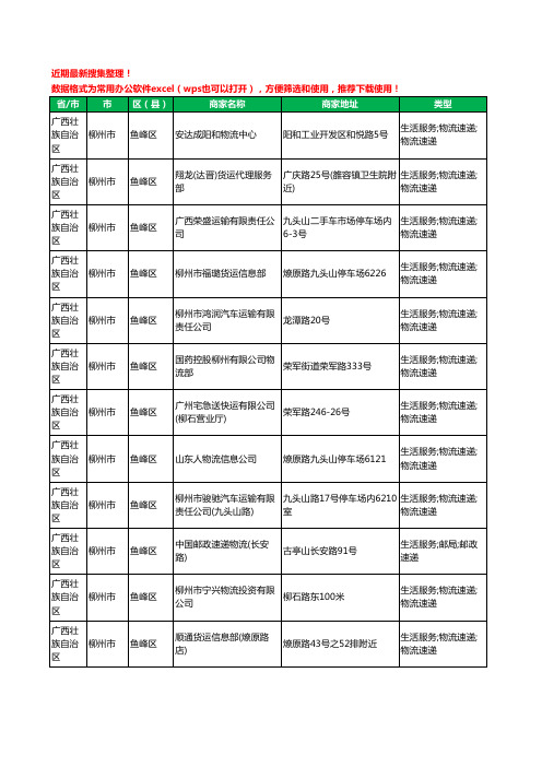 2020新版广西壮族自治区柳州市鱼峰区货运工商企业公司商家名录名单黄页联系方式电话大全100家
