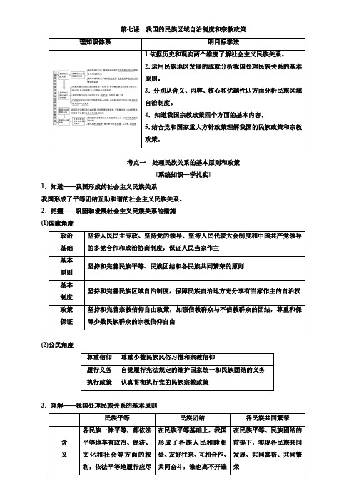 第七课我国的民族区域自治制度和宗教政策教案整理