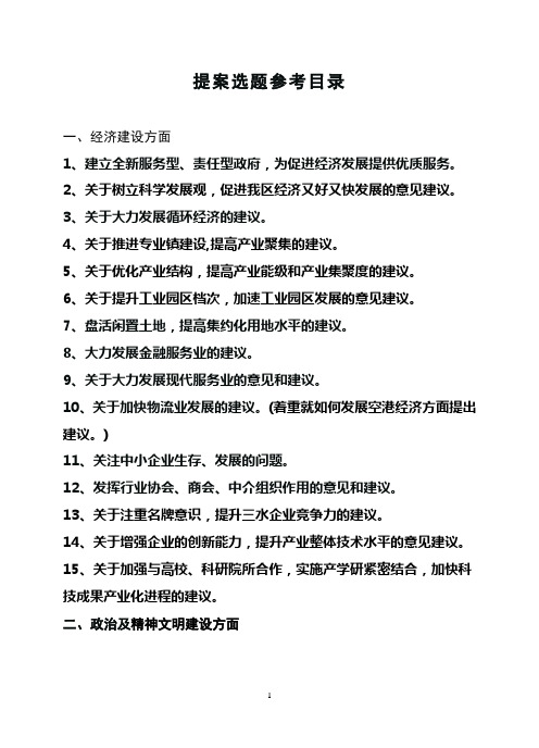 提案选题参考目录