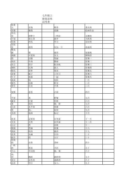 冀教版英语七年级上下册七上单词短语