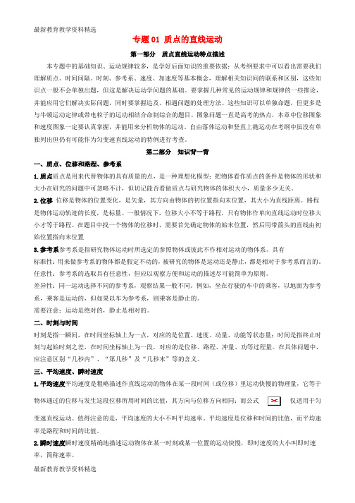 2020年高考物理备考艺体生百日闯关系列专题01质点的直线运动含解析