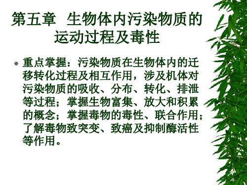 环境化学  生物体内污染物质的运动过程及毒性