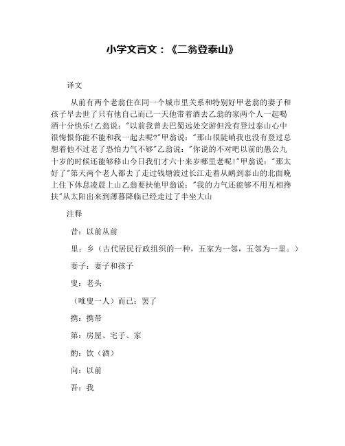 小学文言文：《二翁登泰山》