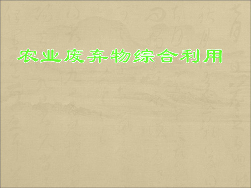 农业废弃物综合利用：第一章__概论