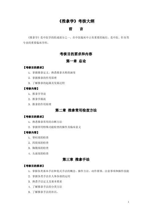 18《推拿学》考核大纲