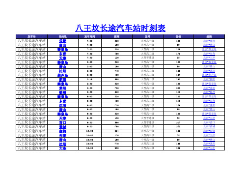 八王坟长途汽车站时刻表