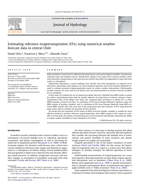 Estimating reference evapotranspiration (ETo) using numerical weather forecast data in central Chile