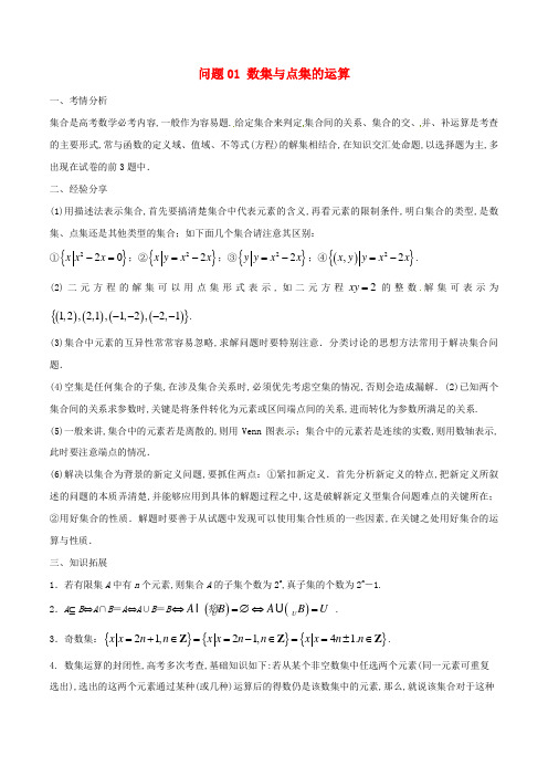 2019届高三数学备考冲刺：问题01_数集与点集的运算_含解析