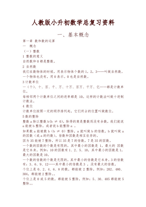 人教版小升初数学总复习资料