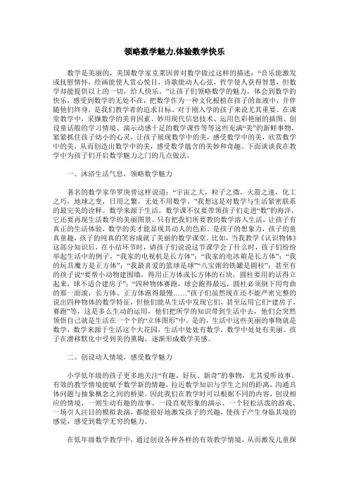 领略数学魅力,体验数学快乐