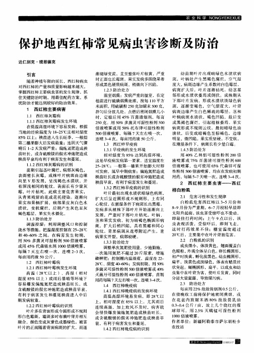 保护地西红柿常见病虫害诊断及防治