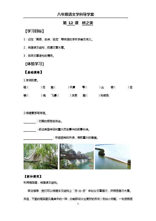 初二语文导学案-12桥之美导学案及答案
