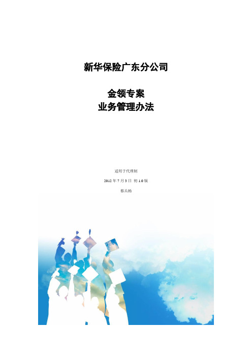 新华保险金领基本法大纲
