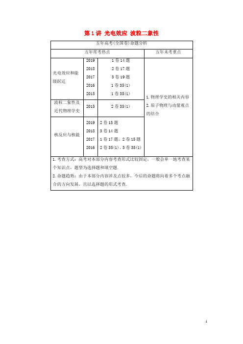 2021高考物理一轮复习第十二章近代物理初步第1讲光电效应波粒二象性学案作业(含解析)新人教版