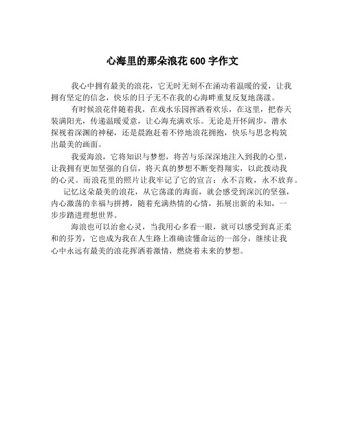 心海里的那朵浪花600字作文