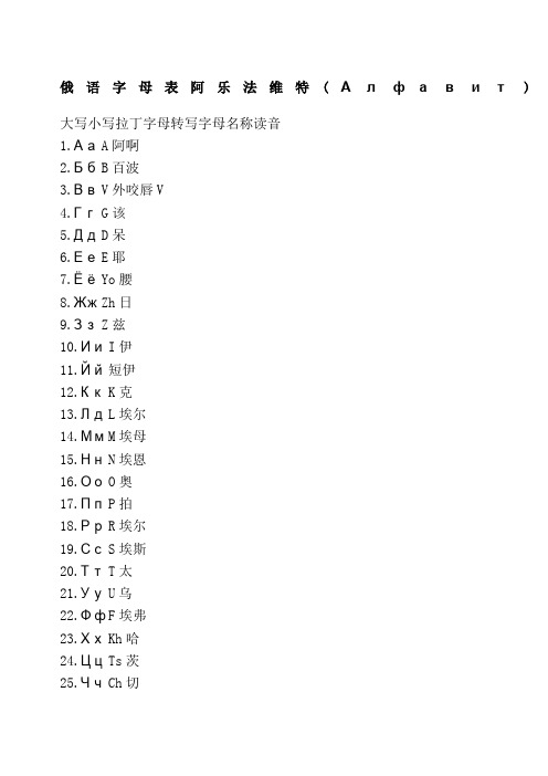 俄语字母发音汉语对译