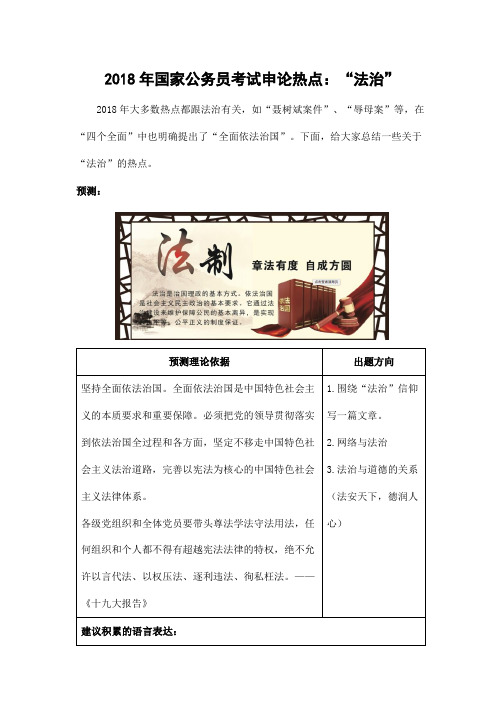 2018年国家公务员考试申论热点：“法治”