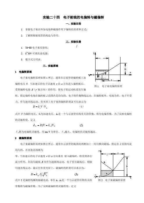 实验二十四电子射线的电偏转与磁偏转