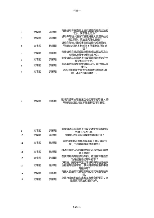 驾照科目一所有900试题呕血全部整理版