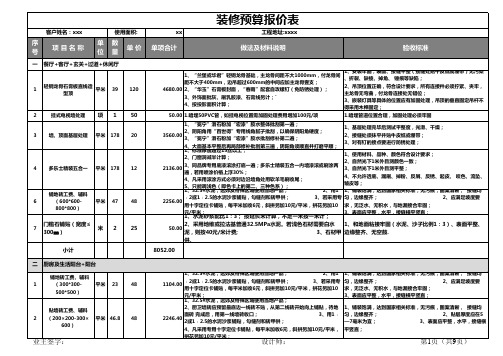 装修预算报价表excel模板