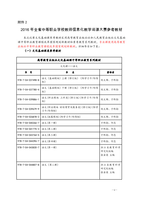 2016年全省中等职业学校教师信息化教学说课大赛参考教材