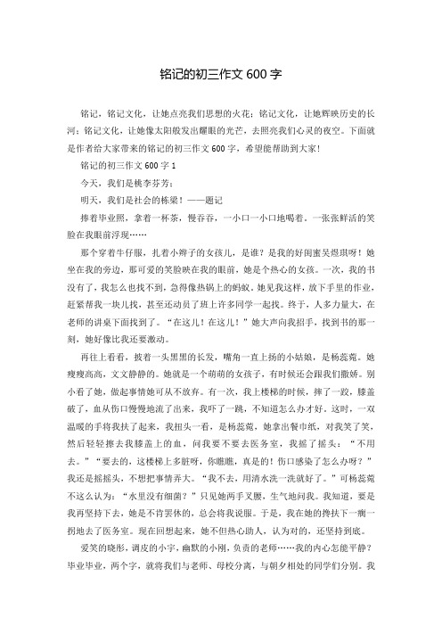 铭记的初三作文600字
