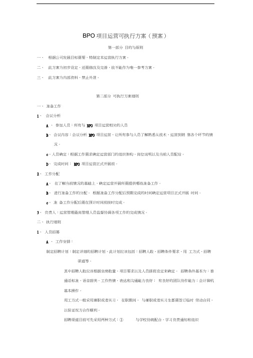 BPO运营可执行方案