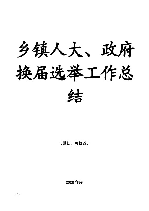乡镇人大、政府换届选举工作总结 2