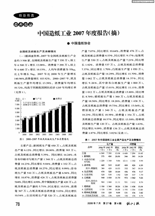 中国造纸工业2007年度报告(摘)