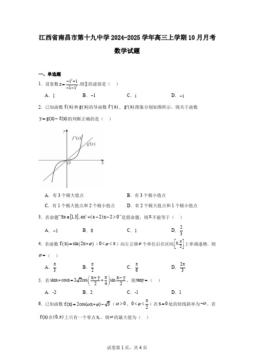 江西省南昌市第十九中学2024-2025学年高三上学期10月月考数学试题